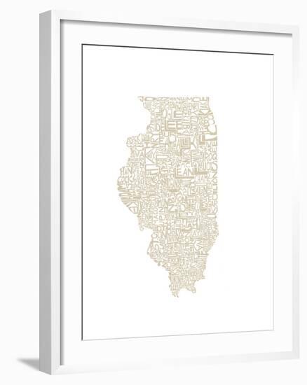 Typographic Illinois Beige-CAPow-Framed Art Print