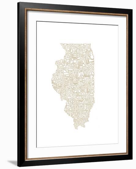 Typographic Illinois Beige-CAPow-Framed Art Print