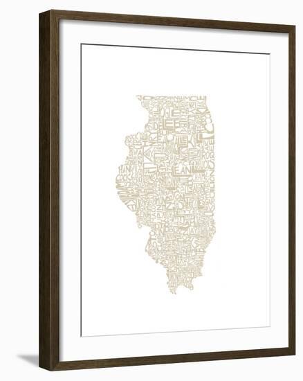 Typographic Illinois Beige-CAPow-Framed Art Print