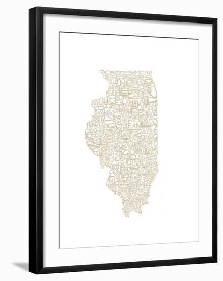 Typographic Illinois Beige-CAPow-Framed Art Print