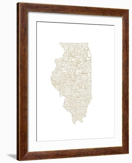 Typographic Illinois Beige-CAPow-Framed Art Print