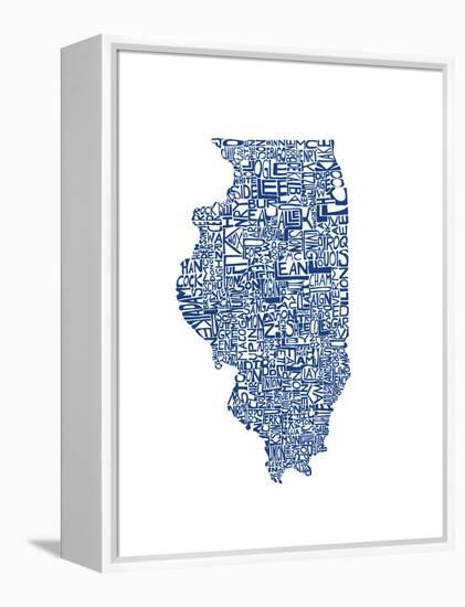 Typographic Illinois Blue-CAPow-Framed Stretched Canvas