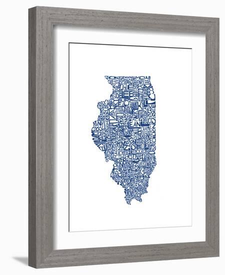 Typographic Illinois Blue-CAPow-Framed Art Print