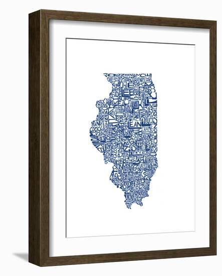 Typographic Illinois Blue-CAPow-Framed Art Print