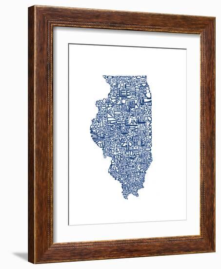 Typographic Illinois Blue-CAPow-Framed Art Print