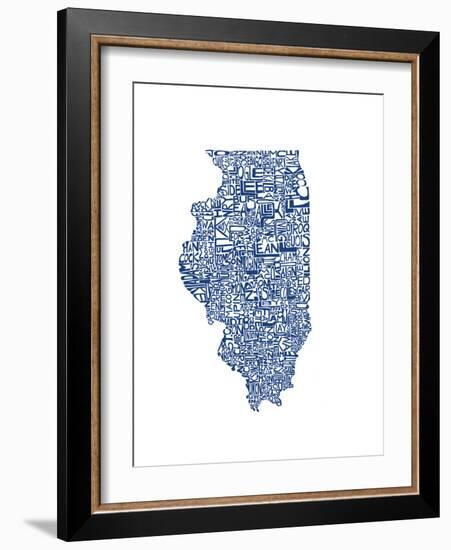 Typographic Illinois Blue-CAPow-Framed Art Print