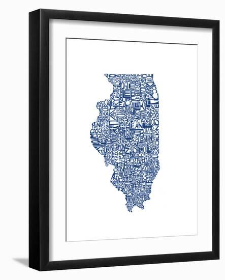 Typographic Illinois Blue-CAPow-Framed Art Print