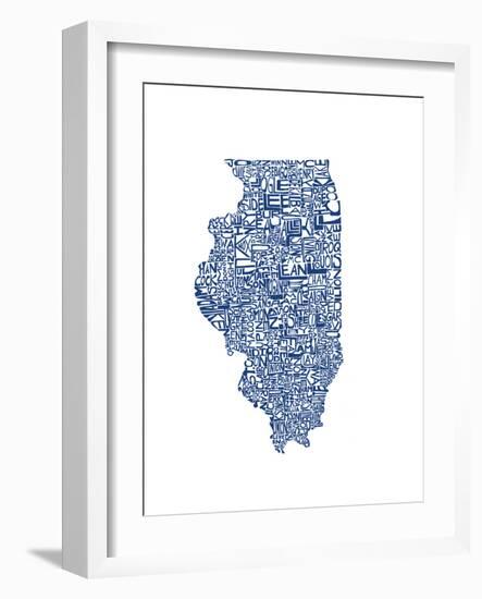 Typographic Illinois Blue-CAPow-Framed Art Print