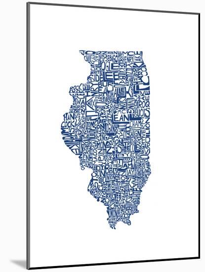 Typographic Illinois Blue-CAPow-Mounted Art Print