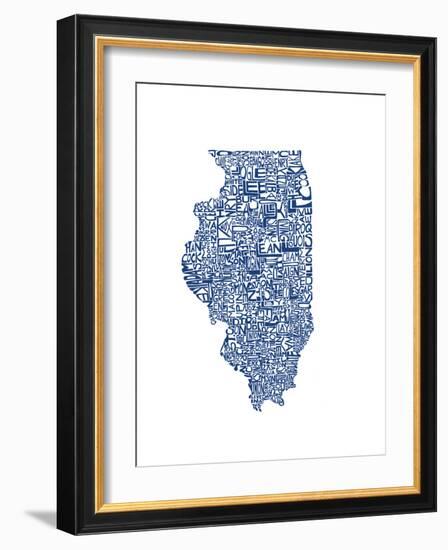 Typographic Illinois Blue-CAPow-Framed Art Print