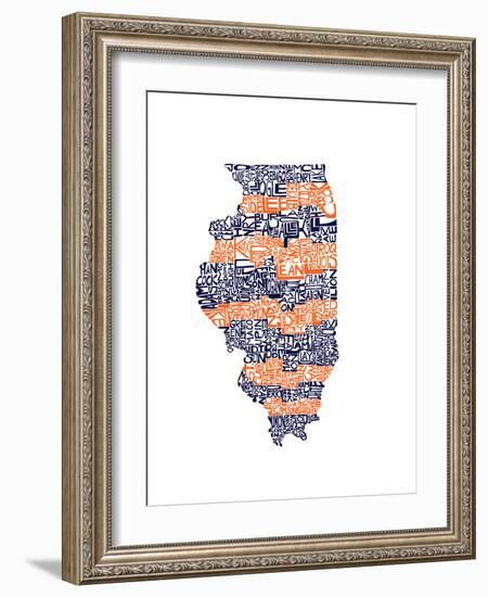 Typographic Illinois Illini-CAPow-Framed Art Print