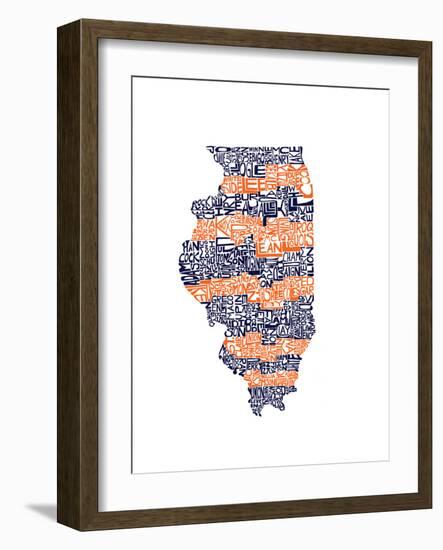 Typographic Illinois Illini-CAPow-Framed Art Print