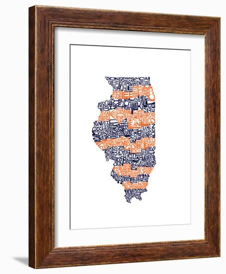 Typographic Illinois Illini-CAPow-Framed Art Print