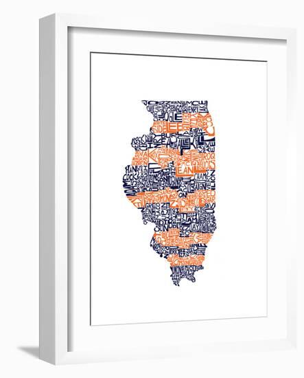 Typographic Illinois Illini-CAPow-Framed Art Print