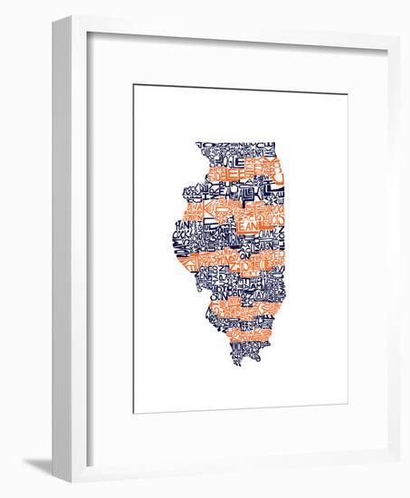 Typographic Illinois Illini-CAPow-Framed Art Print