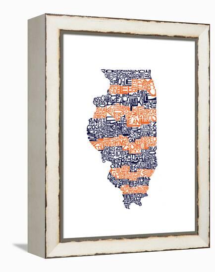 Typographic Illinois Illini-CAPow-Framed Stretched Canvas