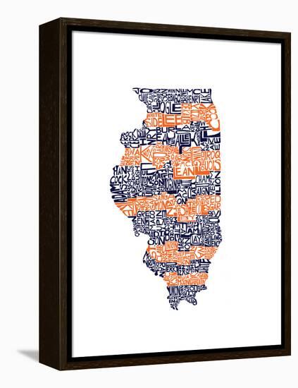 Typographic Illinois Illini-CAPow-Framed Stretched Canvas