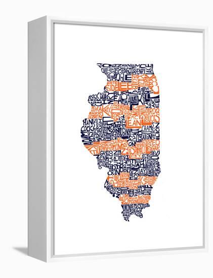 Typographic Illinois Illini-CAPow-Framed Stretched Canvas