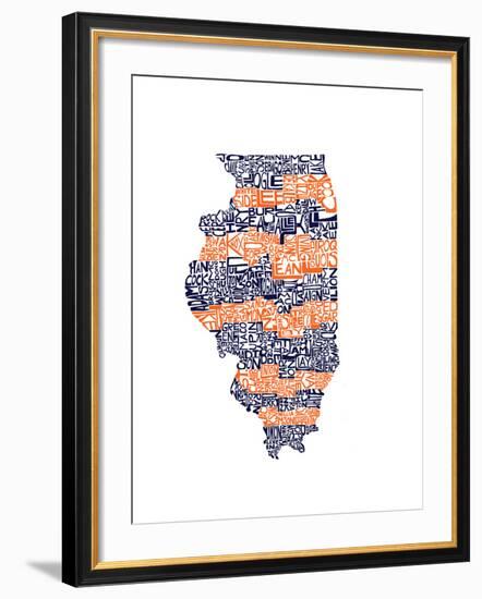 Typographic Illinois Illini-CAPow-Framed Art Print