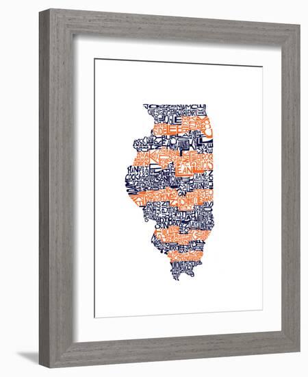 Typographic Illinois Illini-CAPow-Framed Premium Giclee Print