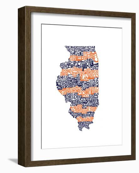 Typographic Illinois Illini-CAPow-Framed Premium Giclee Print