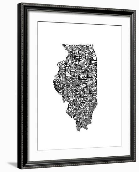 Typographic Illinois-CAPow-Framed Art Print