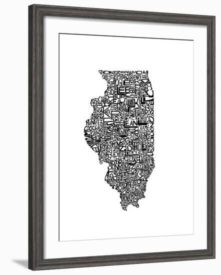 Typographic Illinois-CAPow-Framed Art Print