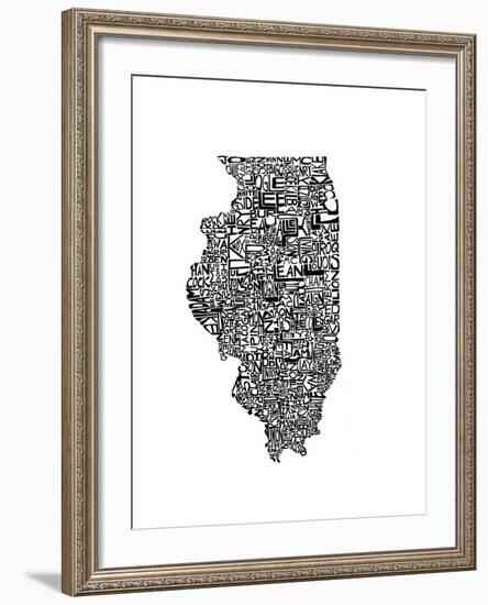 Typographic Illinois-CAPow-Framed Art Print