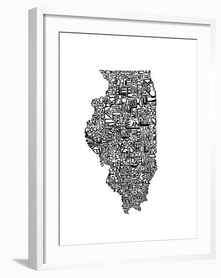 Typographic Illinois-CAPow-Framed Art Print