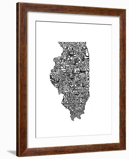 Typographic Illinois-CAPow-Framed Art Print