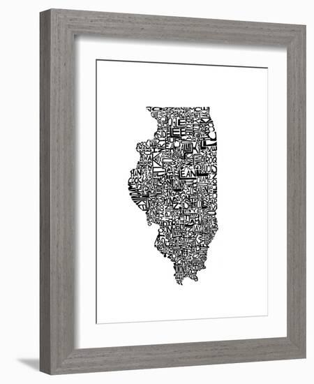 Typographic Illinois-CAPow-Framed Art Print