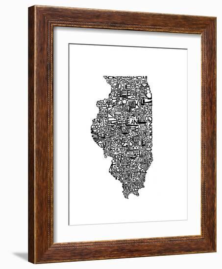 Typographic Illinois-CAPow-Framed Art Print