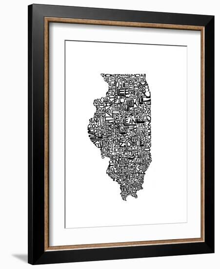 Typographic Illinois-CAPow-Framed Art Print