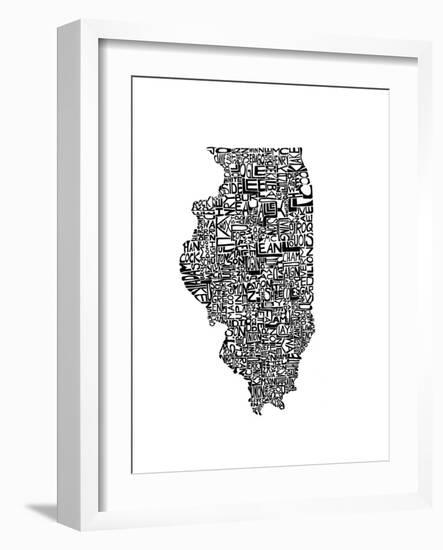 Typographic Illinois-CAPow-Framed Art Print