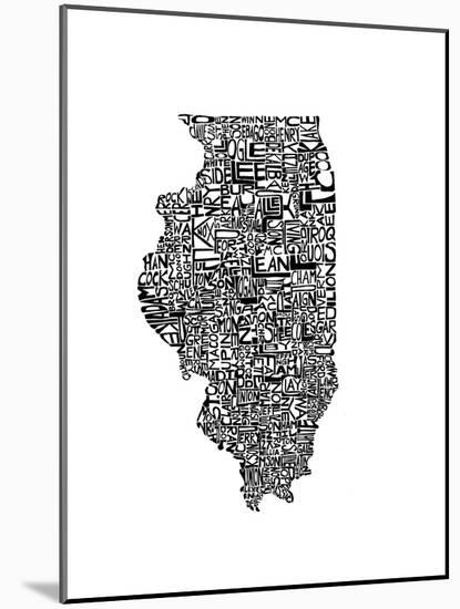 Typographic Illinois-CAPow-Mounted Art Print