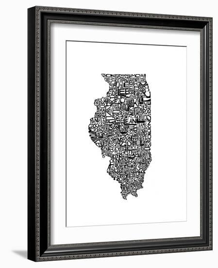 Typographic Illinois-CAPow-Framed Art Print