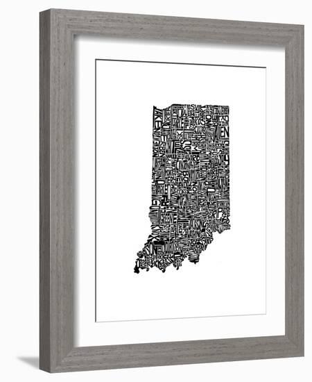 Typographic Indiana-CAPow-Framed Art Print