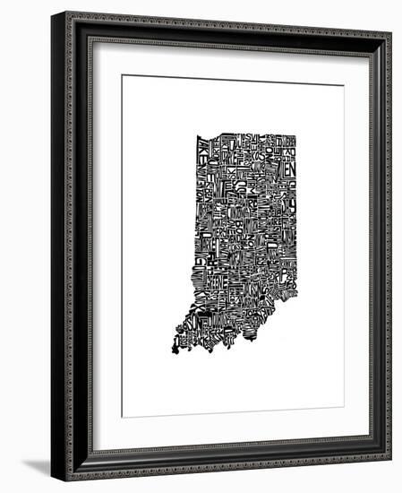 Typographic Indiana-CAPow-Framed Art Print