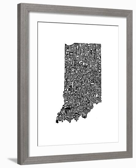 Typographic Indiana-CAPow-Framed Art Print