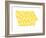 Typographic Iowa Yellow Orange-CAPow-Framed Art Print