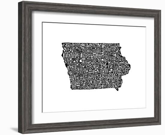 Typographic Iowa-CAPow-Framed Art Print