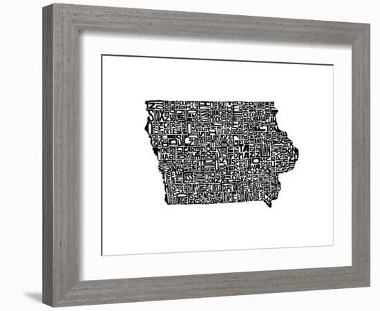 Typographic Iowa-CAPow-Framed Art Print