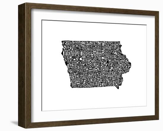 Typographic Iowa-CAPow-Framed Art Print