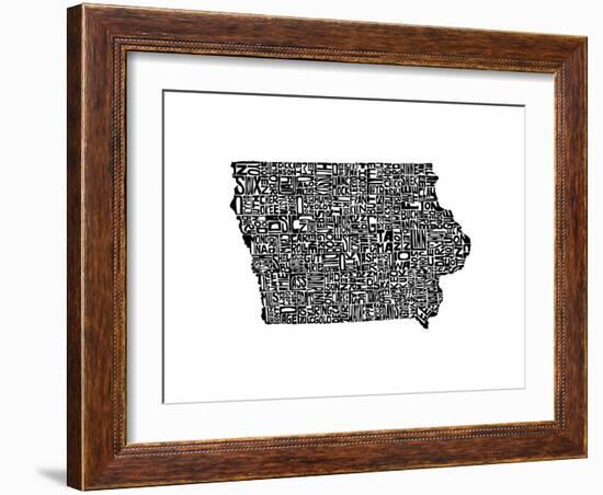 Typographic Iowa-CAPow-Framed Art Print