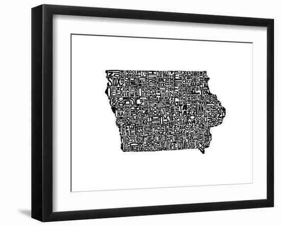 Typographic Iowa-CAPow-Framed Art Print