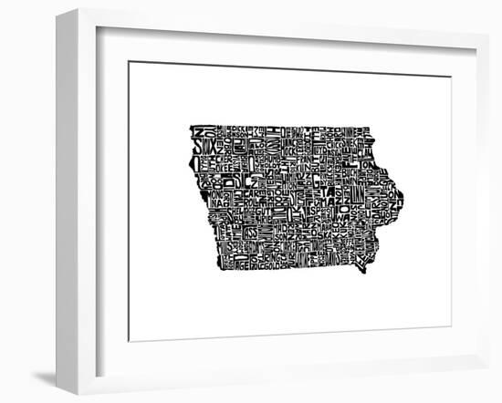 Typographic Iowa-CAPow-Framed Art Print