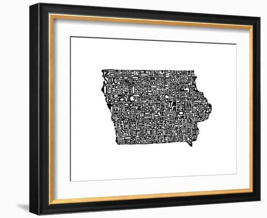 Typographic Iowa-CAPow-Framed Art Print