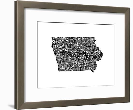 Typographic Iowa-CAPow-Framed Art Print