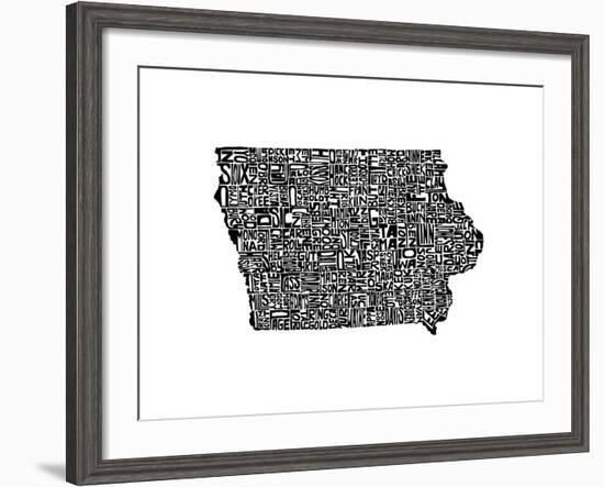 Typographic Iowa-CAPow-Framed Art Print