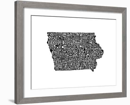 Typographic Iowa-CAPow-Framed Art Print